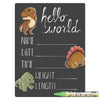Cohas Hello World Newborn Baby Announcement Chalkboard Sign With Dinosaur Theme, 9 By 12 Inches, Green Marker