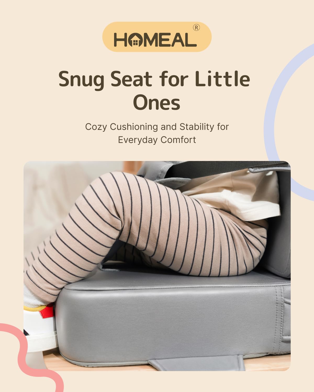 Homeal Toddler Booster Seat For Dining Table With Backrest And Adjustable Straps, Breathable Booster Seat For Kitchen Chair, Por