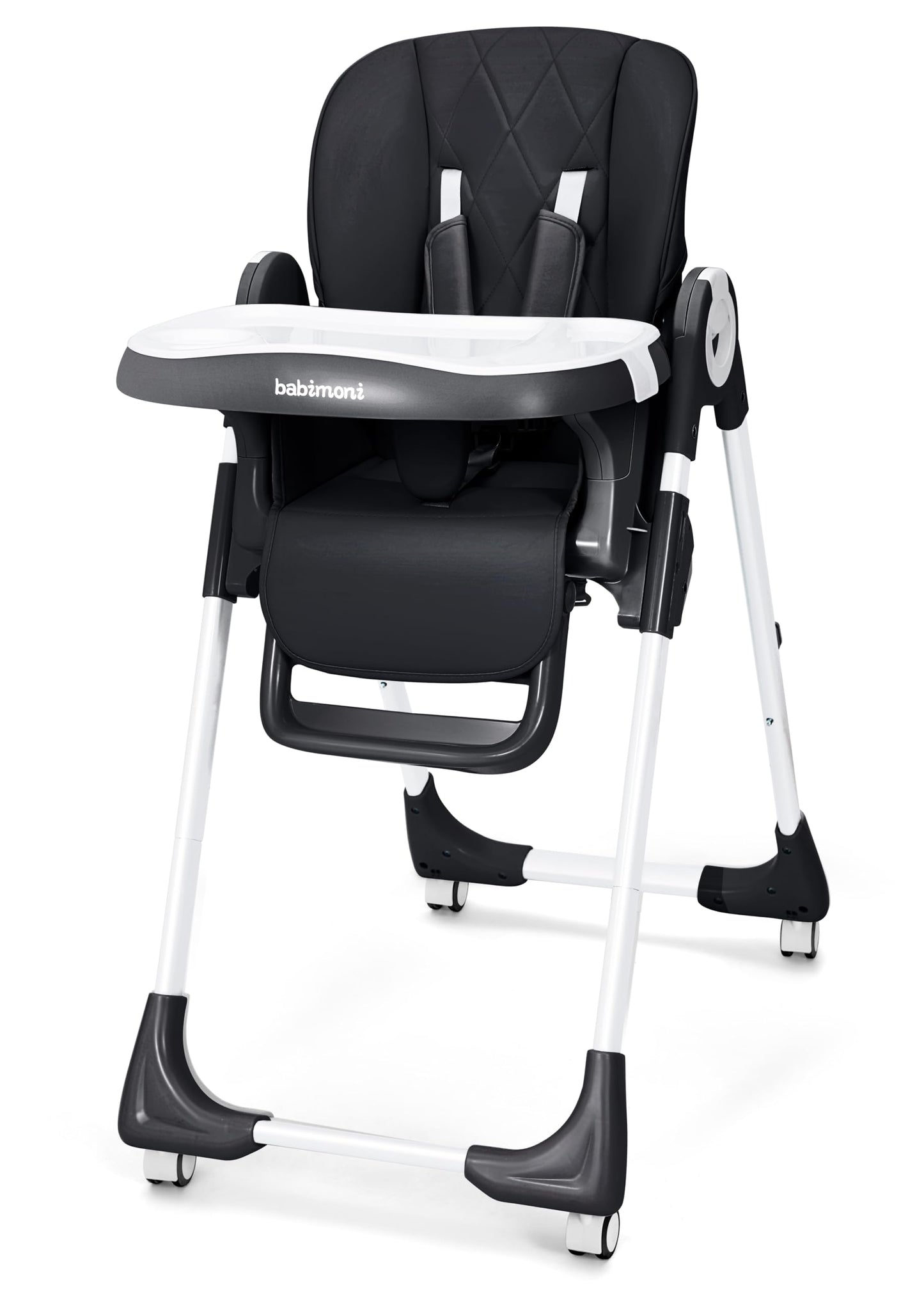 babimoni 4 in 1 Baby High Chair, High Chairs for Babies and Toddlers, Foldable Highchair with 4 Wheels, 4 Levels of Recline and