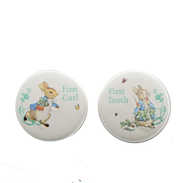 Enesco Beatrix Potter Peter Rabbit Tooth And Curl Boxes Baby Nursery Keepsake Set, 1.26 Inch, White