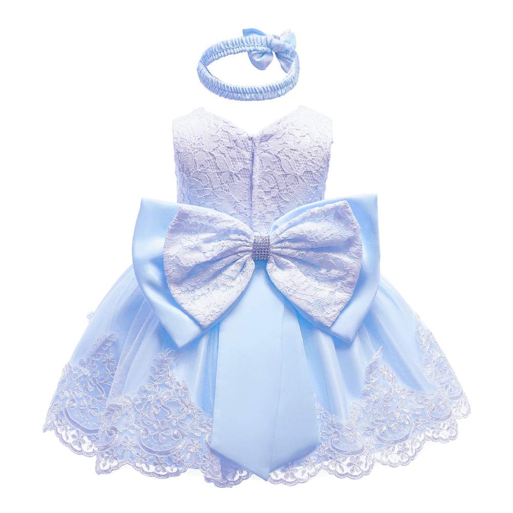 Dresses For Girls 4T White Blue Wedding Party Lace Dress 3 4 Years Formal Easter Tutu Dresses Sleeveless Flower Ball Gown Knee L