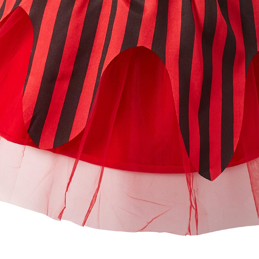 Auggle 3Pc Toddler Baby Girl Outfits Halloween Costume Stripe Skirt Kid Pirate Puff Sleeve Dress With Head Scarf (12-18Months)