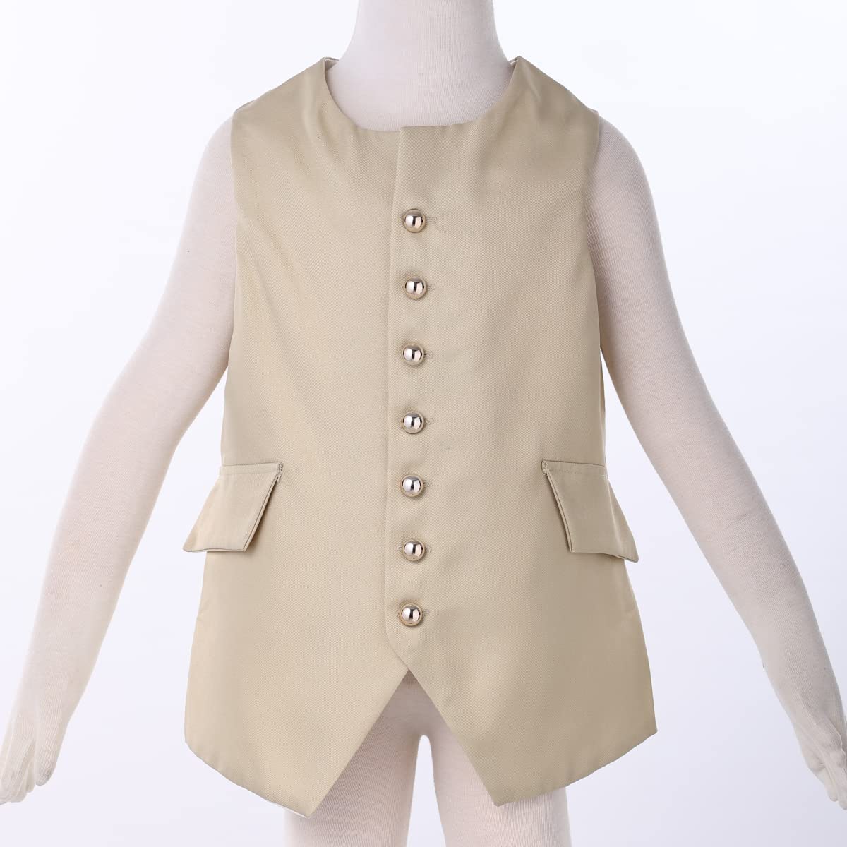 16Th Century Colonial Costume Boy'S Vest Revolutionary War Costume Waistcoat (16, Beige)