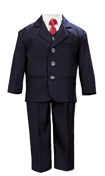 5 Piece Navy Blue Suit With Shirt, Vest, And Tie - Size 7