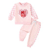 Beqeuewll Baby Girl Valentines Day Outfit Long Sleeve Heart Checkerboard Print Sweatshirt Plaid Pants 2Pcs Valentine Clothes (Mi
