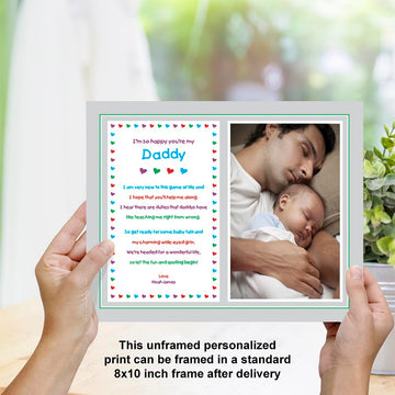 Daddy Gift From Newborn, New Dad Sweet Poem For Christmas Or His Birthday From Son Or Daughter, 8X10 Inch Print Personalized Wit
