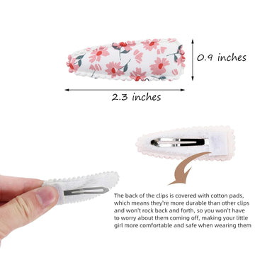 20Pcs Baby Hair Clips Flower Patterns Snap Hair Clips Wrapped By Cloth Hair Pins Baby Girls Barrettes Hair Accessories For Baby