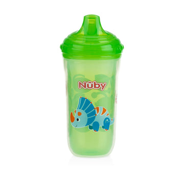 Nuby Plastic Insulated No Spill Easy Sip Cup With Vari-Flo Valve Hard Spout, Boy, 9 Oz, 3 Count
