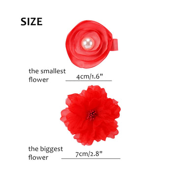 Cinaci 24 Pack Colorful Chiffon Rose Daisy Flower Hair Bows Fully Lined Alligator Hair Clips Handmade Soft Floral Small Hair Bar