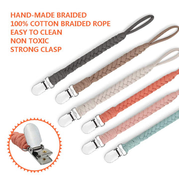Pacifier Clip For Boys And Girls, Handmade Braided Cotton Baby Pacifier Holder Leash Smoother Clip Fits All Pacifiers Modern Uni