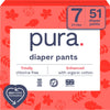 Pura Size 7 Diaper Pants - 3 X 17 Diapers, 51 Total (37+Lbs), Pull Up Disposable Baby Diapers For Sensitive Skin, Hypoallergenic