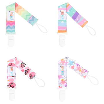 Alvababy Pacifier Clips 6 Packs Rainbow Paci Clip Holder Leashes For Baby Boys And Girls Fits Most Pacifier,Binkie Styles,Baby T