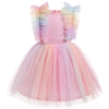 Rainbow Dress For Girls, Baby And Toddler - Ruffled Butterfly Embroidered Special Occasion Dress For Birthday, Baptism, Bridesma