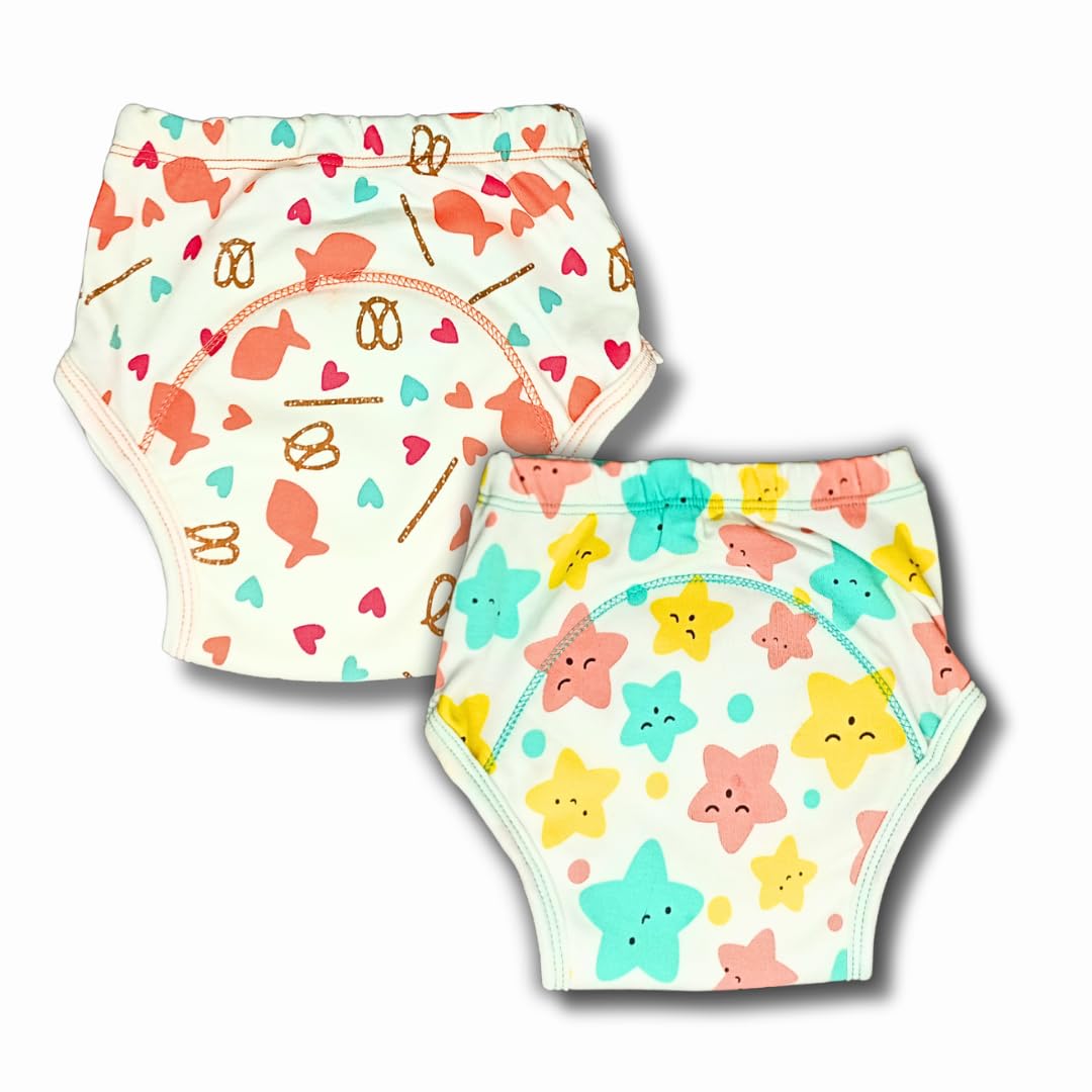 Kindermum Training Pants For Kids, QuickDry Cotton Padded Underwear, Organic Dyes, SemiWaterproof Shell, 4Layer Absorbency, P
