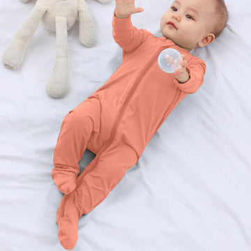 Guisby Unisex Baby Footed Pajamas, 3-Packs Newborn Sleepers With Mitten Cuffs