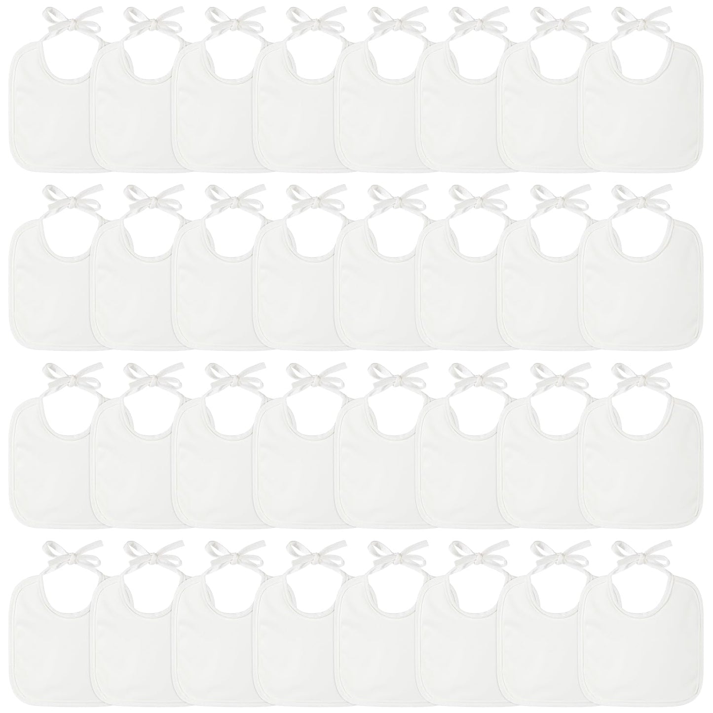 Panitay 40 Pcs Solid White Feeder Bibs Cotton Baby Bibs for Feeding DIY Baby Shower Games Gender Reveal Party