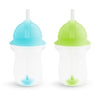 Munchkin Any Angle Weighted Toddler Straw Cup With Click Lock Lid, 10 Ounce, 2 Pack, Blue/Green