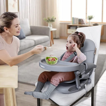 Yoleo Baby High Chair Booster Seat For Dining Table, Adjustable Height Travel High Chairs With Tray, Toddler Foldable Booster Se