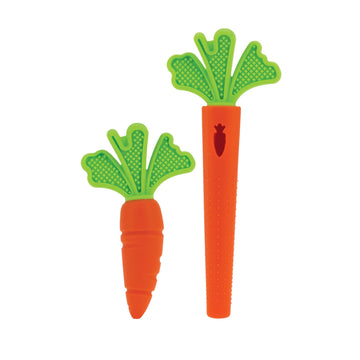 Nuby Silicone Carrot Tube Teether and Messaging Infant Teether - (2-Pack) Baby Teething Toy - 3+ Months