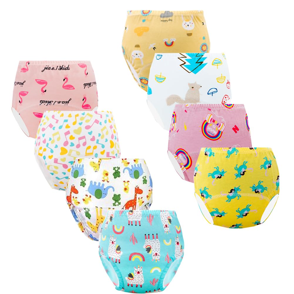 Potty Training Underwear for Girls, Toddler Learning Designs Training Pants(8 Packs, Multi-Colored, 3-4T, M)