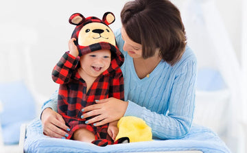 Rising Star Baby Robe - Plaid Bear Baby Bathrobe Towel & Slippers - Bath Robe Spa Set - Best Shower For Boys