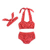Baby Girl Bikini,Kids Toddler Polka Dot Swimsuits Halter Swimwear Bikinis Set With Headband (Red, 3-6 Months)