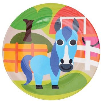 French Bull 4Pc Kids Feeding Melamine Tableware Flatware Bpa Free Dishwasher Safe, Durable, 4 Count (Pack Of 1) Plate Set (Farm)