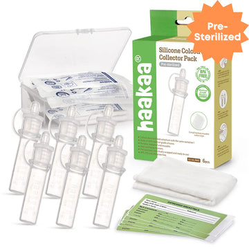 Haakaa Silicone Colostrum Collector Set With Clear Pp Storage Case 4 Ml, 6 Pk, Pre-Sterilized