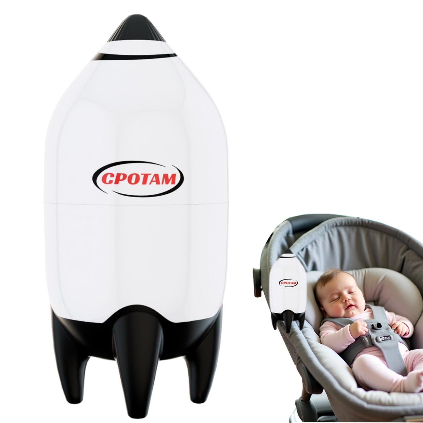 CPOTAM Baby Rocker Portable Bouncer Rocker Aid Rocks Any Stroller Pram Baby Vibrating Soother Adjustable Speed Rechargeable Slee