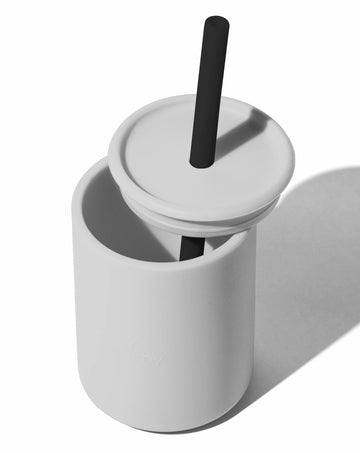 Avanchy Baby Cup With Straw, Training Sippy Cups For Infant To Toddler Kids, Baby Led Weaning 8 Ounce, 6+ Months, Silicone, Gray