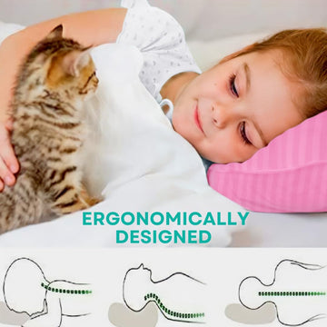 Kinder Fluff Toddler Pillows For Bed (2X) - The Only Kids Pillow 300T Cotton Shell & Down Alternative Fill - Travel Pillow For C