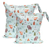 Wet Dry Bag for Cloth Diapers, 2PCS Waterproof Reusable Wet Bag with Zippered Pockets, Washable, Reusable for Travel, Beach, Poo