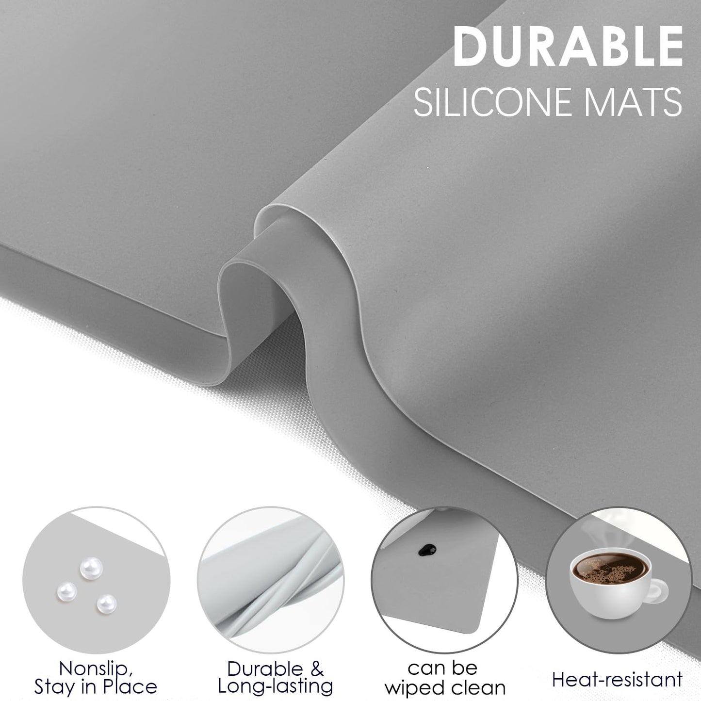 2 Pack Silicone Mats For Crafts, Silicone Placemats For Kids Baby Toddler, Multipurpose Silicone Sheet Table Mat, Stain Resistan