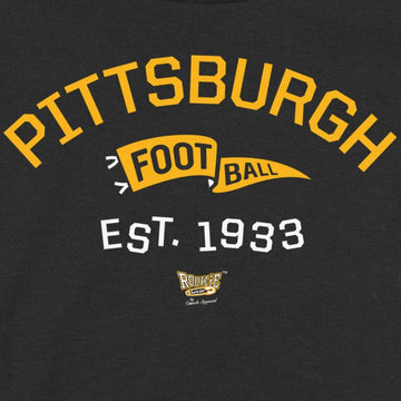 Retro Pennant Baby Apparel For Pittsburgh Football Fans (Nb-7T) (Black Onesie, 18 Months)