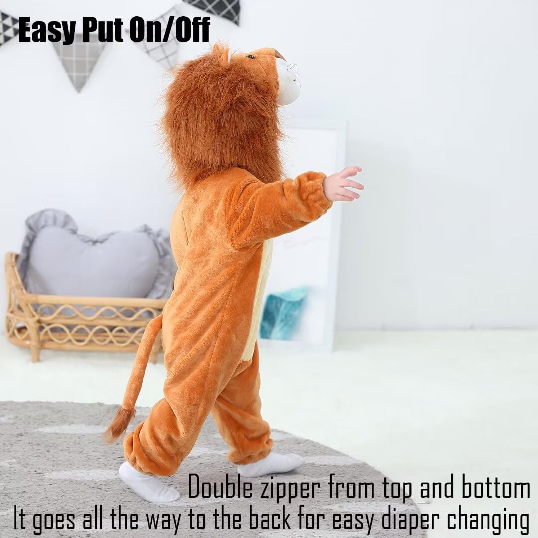 Qiaoniuniu Halloween Baby Lion Costumes With Mane, Toddler Outfit Infants Cosplay Romper 12-18 Months