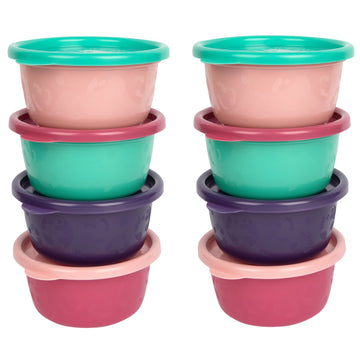 The First Years Greengrown Reusable Bowls With Lids - Toddler Snack Bowl - 8 Pack - Pink/Purple/Teal
