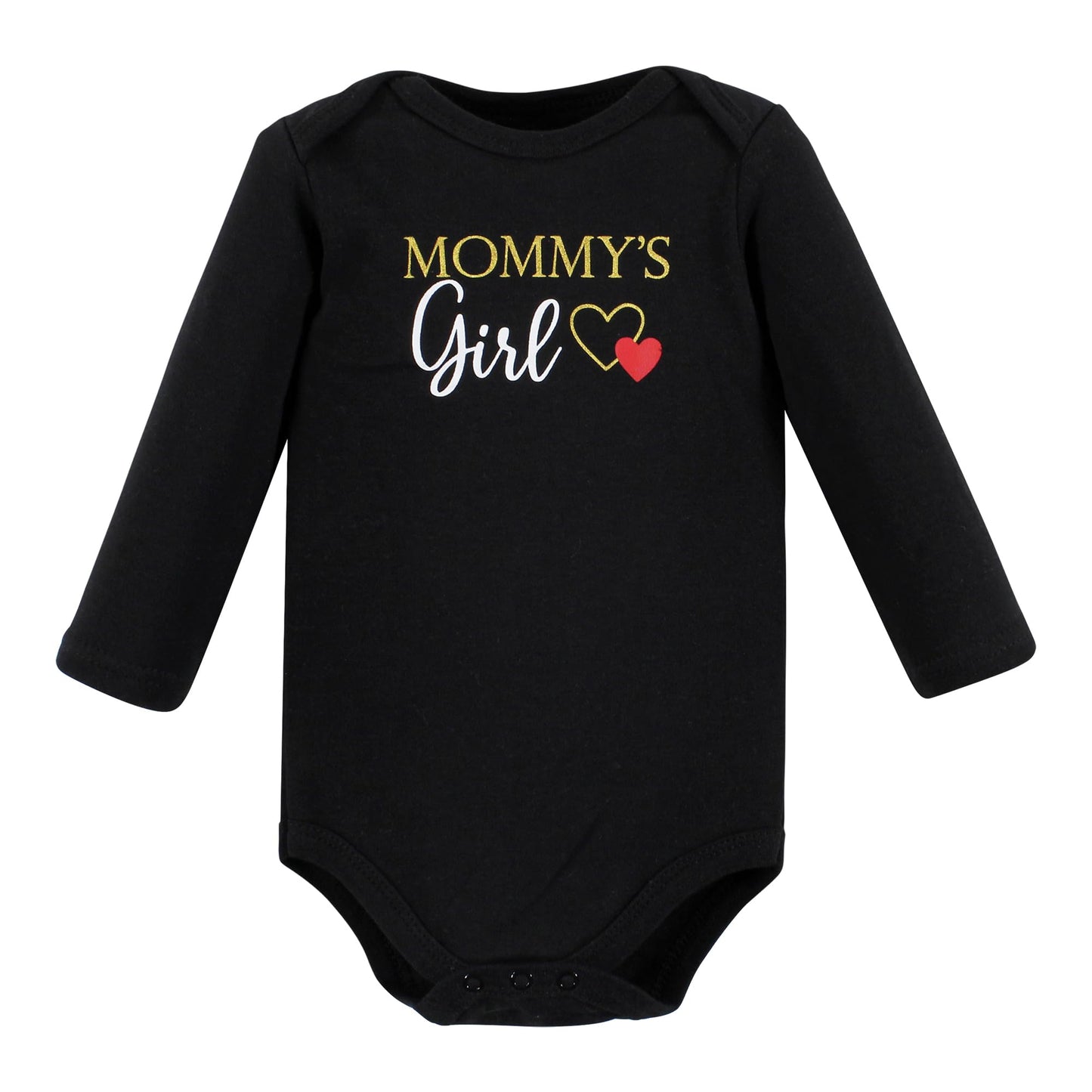 Hudson Baby Unisex Baby Cotton Long-Sleeve Bodysuits, Girl Mommy Red Black, 3-6 Months