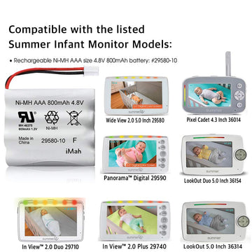 Imah Replacement 29580-10 Battery For Summer Infant Baby Monitor 29580 29590 29610 29620 29630 29710 29740 29790 29940 Ni-Mh Aaa