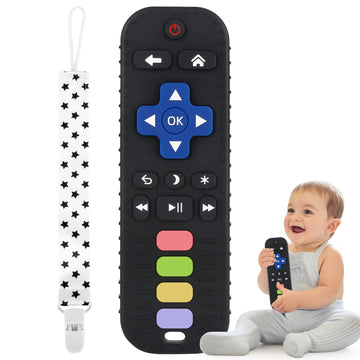 Fu Store Black Silicone Teething Toys for 0-12 Momths 3-24 Months Infant Toddlers Remote Control Shape Teethers for Babies Chew