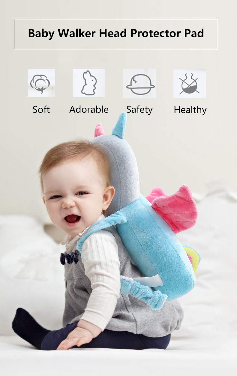 Toddler Baby Head Protection Cushion Backpack Wear,Dark Blue Devil