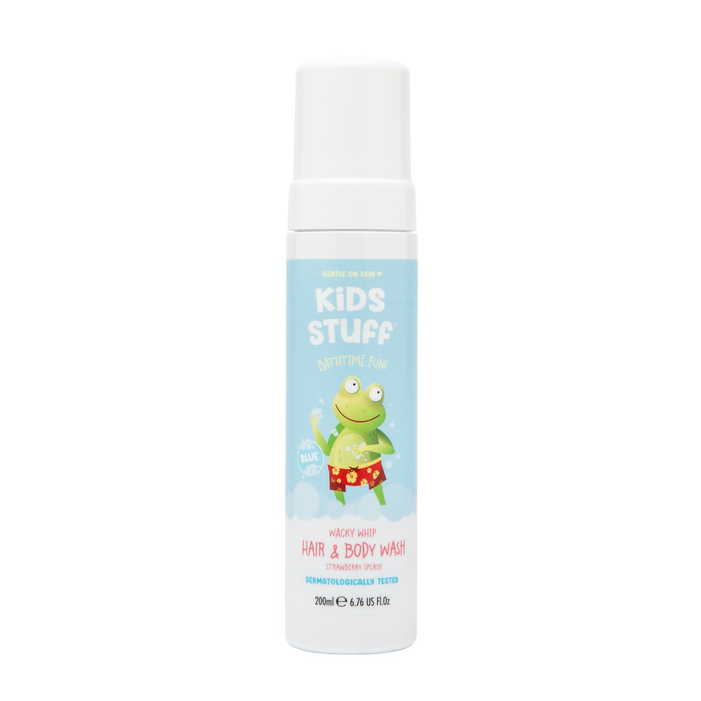 Kids Stuff Blue Wacky Whip Foaming Hair & Body Wash with Strawberry Swirl Fragrance - Dermatologically Tested Kids Hair & Body W