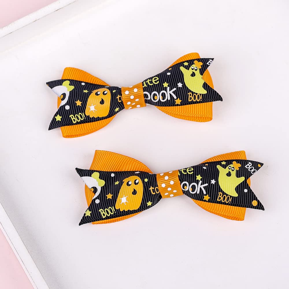 Love Sweety Baby Rose Halloween Headband Infant Pumpkin Hairband Bow Hair Clips (3Pc A Orange)