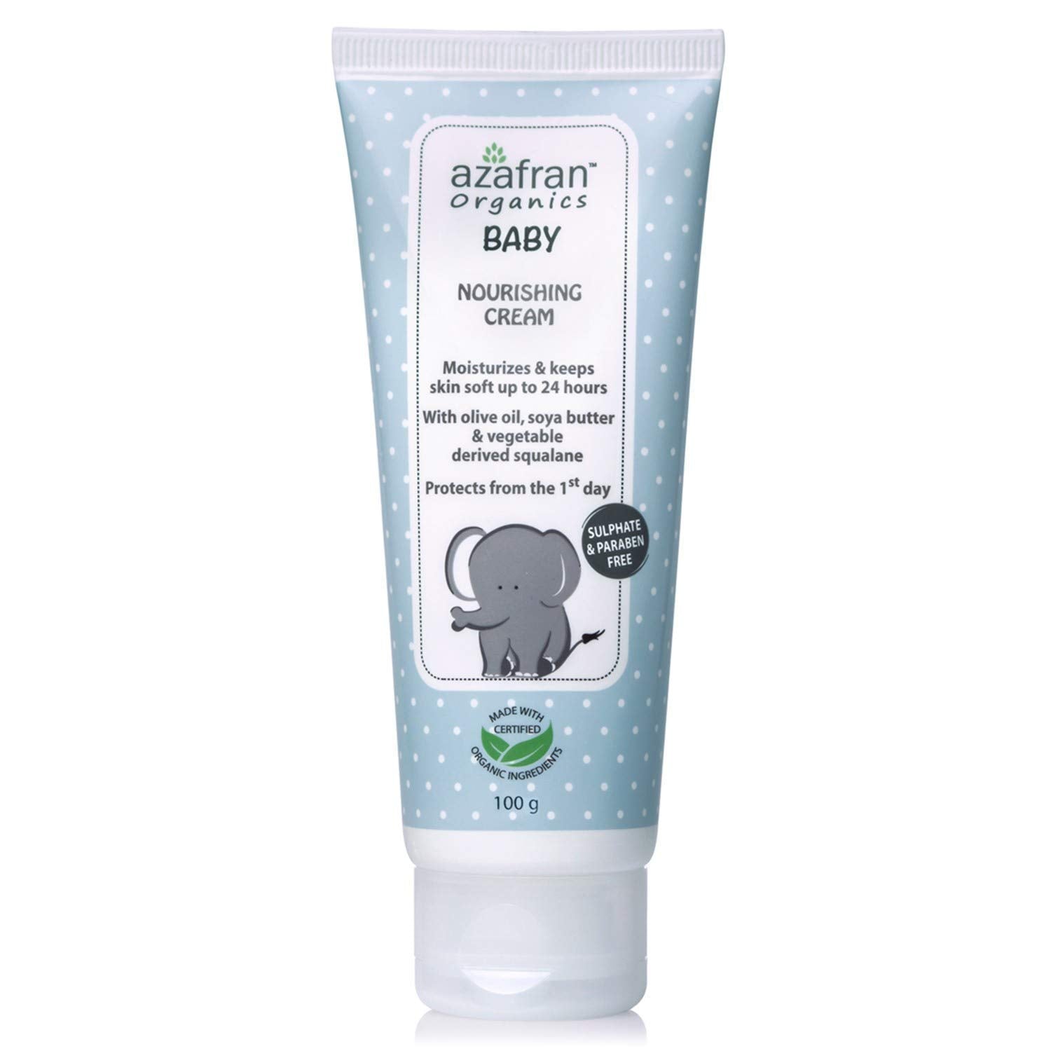 Azafran Organics Baby Nourishing Cream, 3.53Oz - Gentle Moisturizing Cream With Olive Oil And Vegetable Derived Squalene, No Har