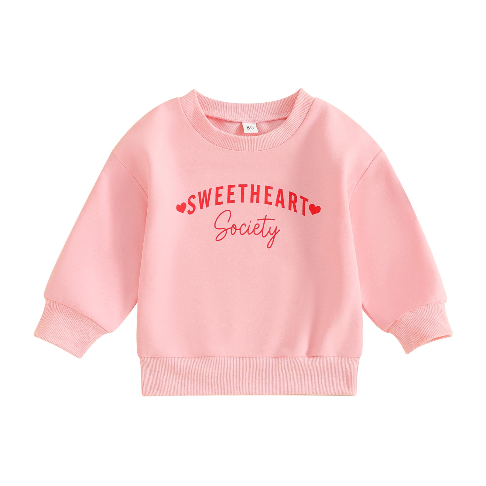 Toddler Baby Girl Valentines Day Outfit Crewneck Sweatshirt Long Sleeve Pullover Sweater Shirt Spring Clothes (Sweetheart Societ