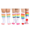 Epeius Baby Girl Rainbow Striped Knee High Socks Soccer Socks Cotton Non-Skid Uniform Tube Stockings Infant Grip Socks For 3-12