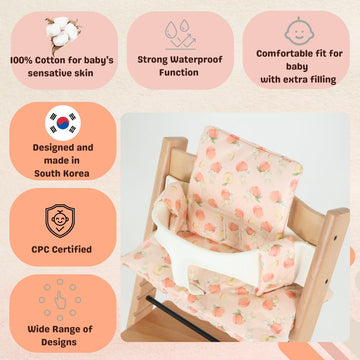 Gembebe Waterproof & Compatible Stokke Tripp Trapp Cushion Set - Easy To Clean - Made In Korea - 100% Cotton Stokke Tripp Trapp