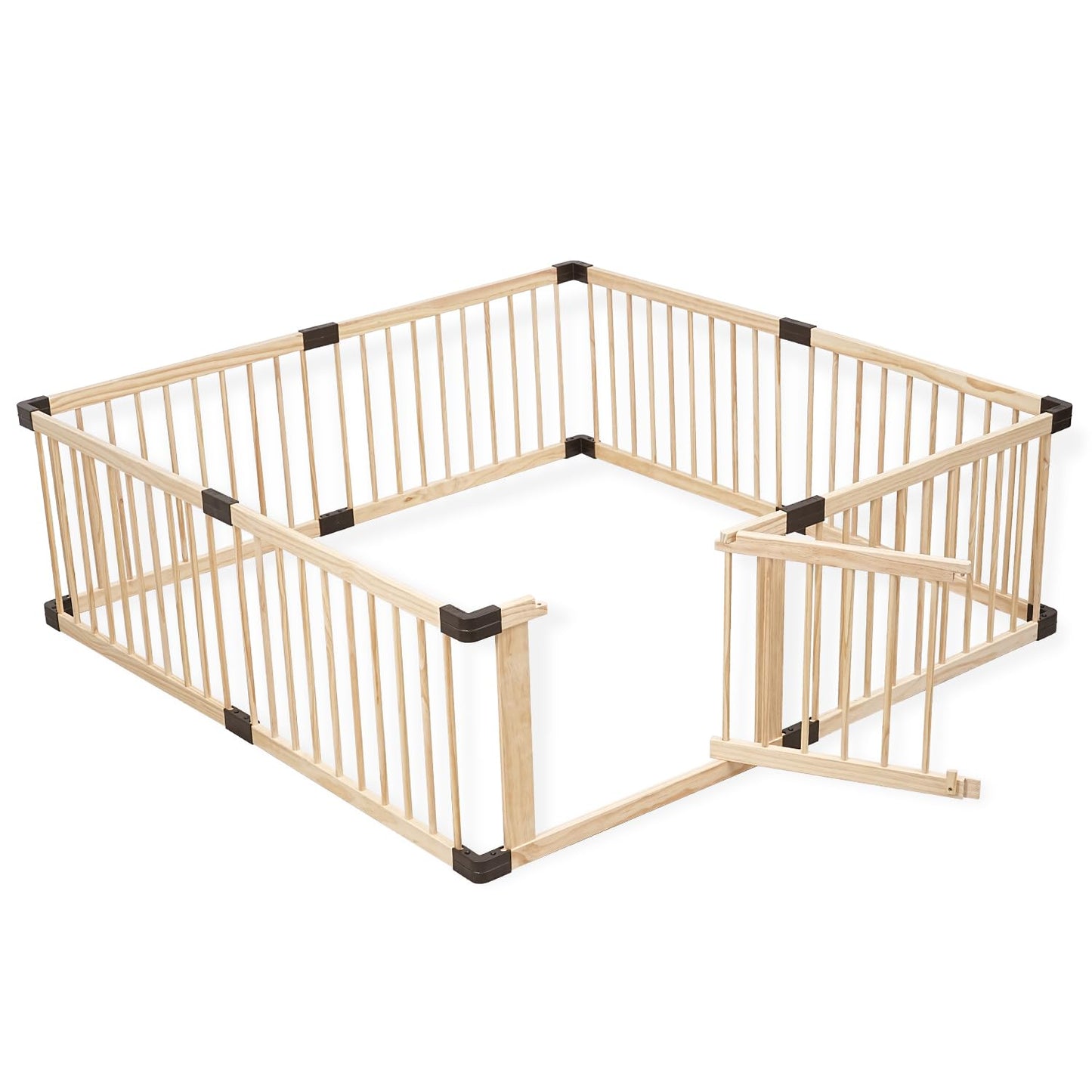 MEWANG Wooden Baby Playpen for Toddler and Babies, 65.7x21.7 Extra Large Foldable Baby Playard, Adjustable Safety Play Fence wit