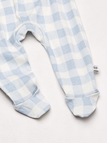 Honestbaby Baby 3-Pack Organic Cotton Footed Harem Pants, Blue Painted Buffalo Check, Preemie