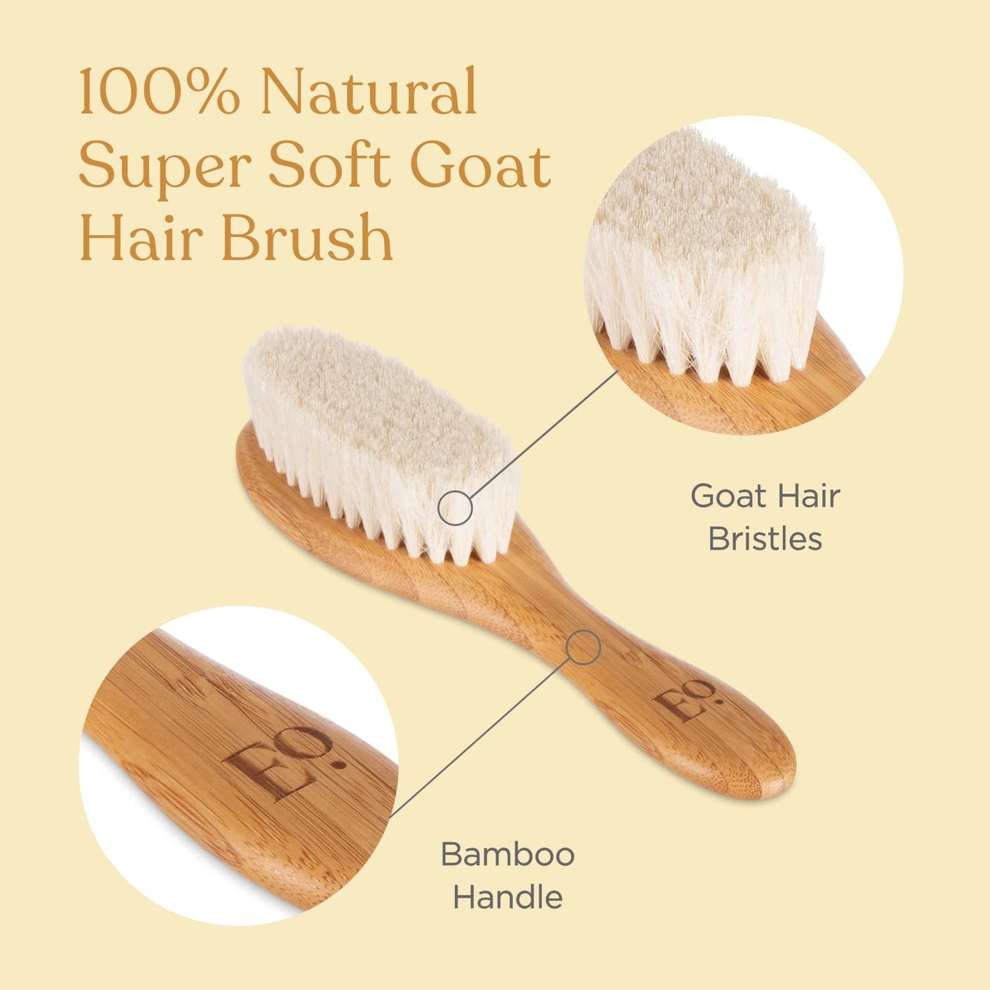 Ellaola Natural Bamboo Hair Brush & Comb Set, 3 Piece - Cradle Cap Brush, Massage Hair Brush, Bamboo Comb For Toddlers, Newborns