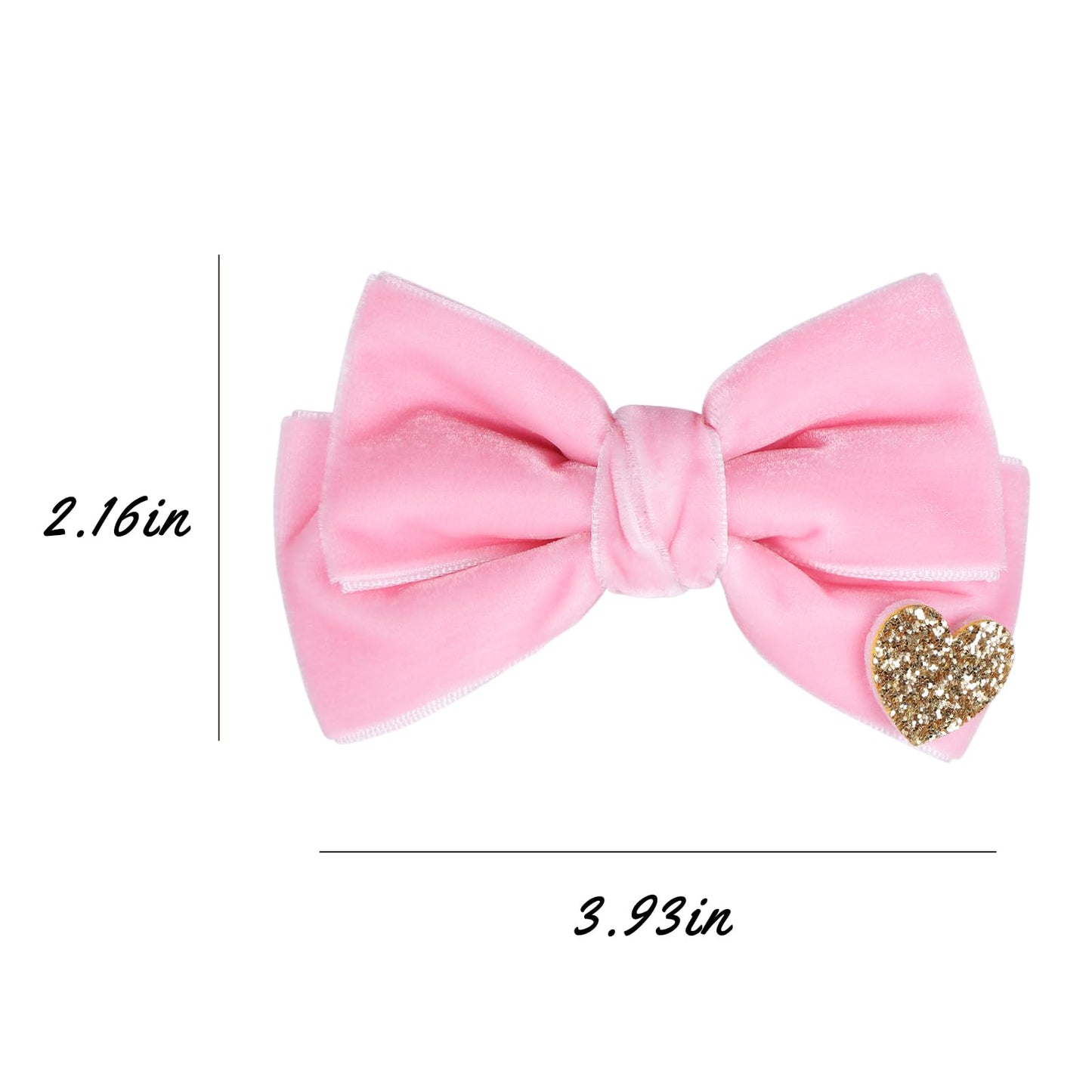 Pink Velvet Hair Bows Cute Christmas Valentine School Hair Clips Handmade New Year Hair Accessories For Kids Girls Infants Toddl